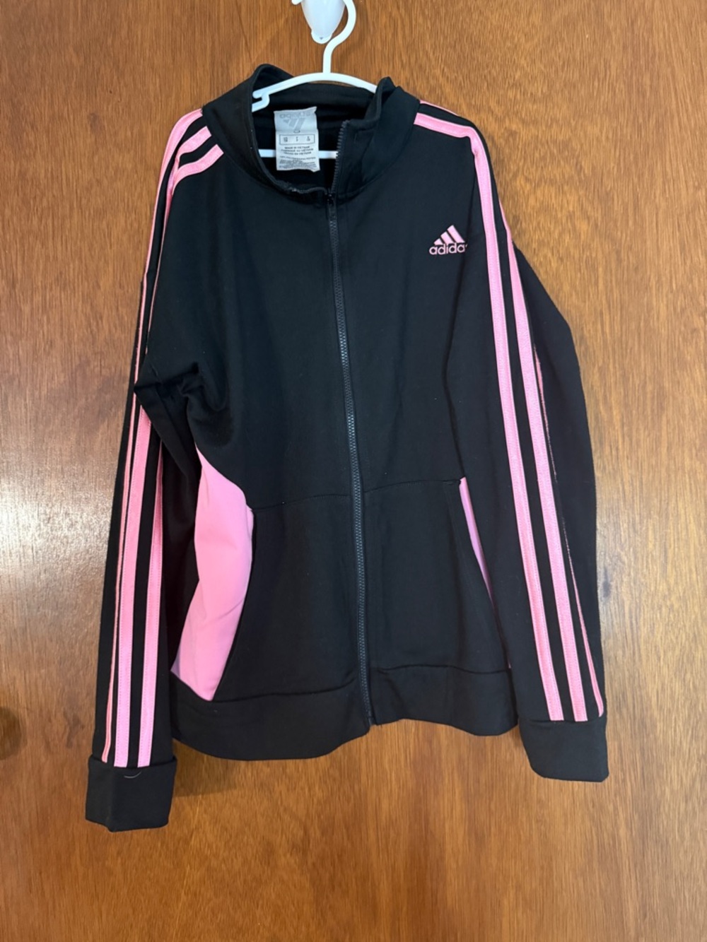 adidas Black Track Jacket with Pink Trim